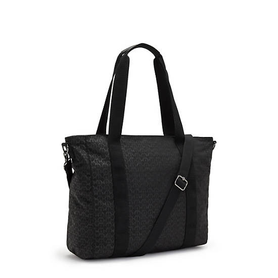 Kipling Asseni Klassieke Printed Tote Tassen Zwart | BE 1460ZU